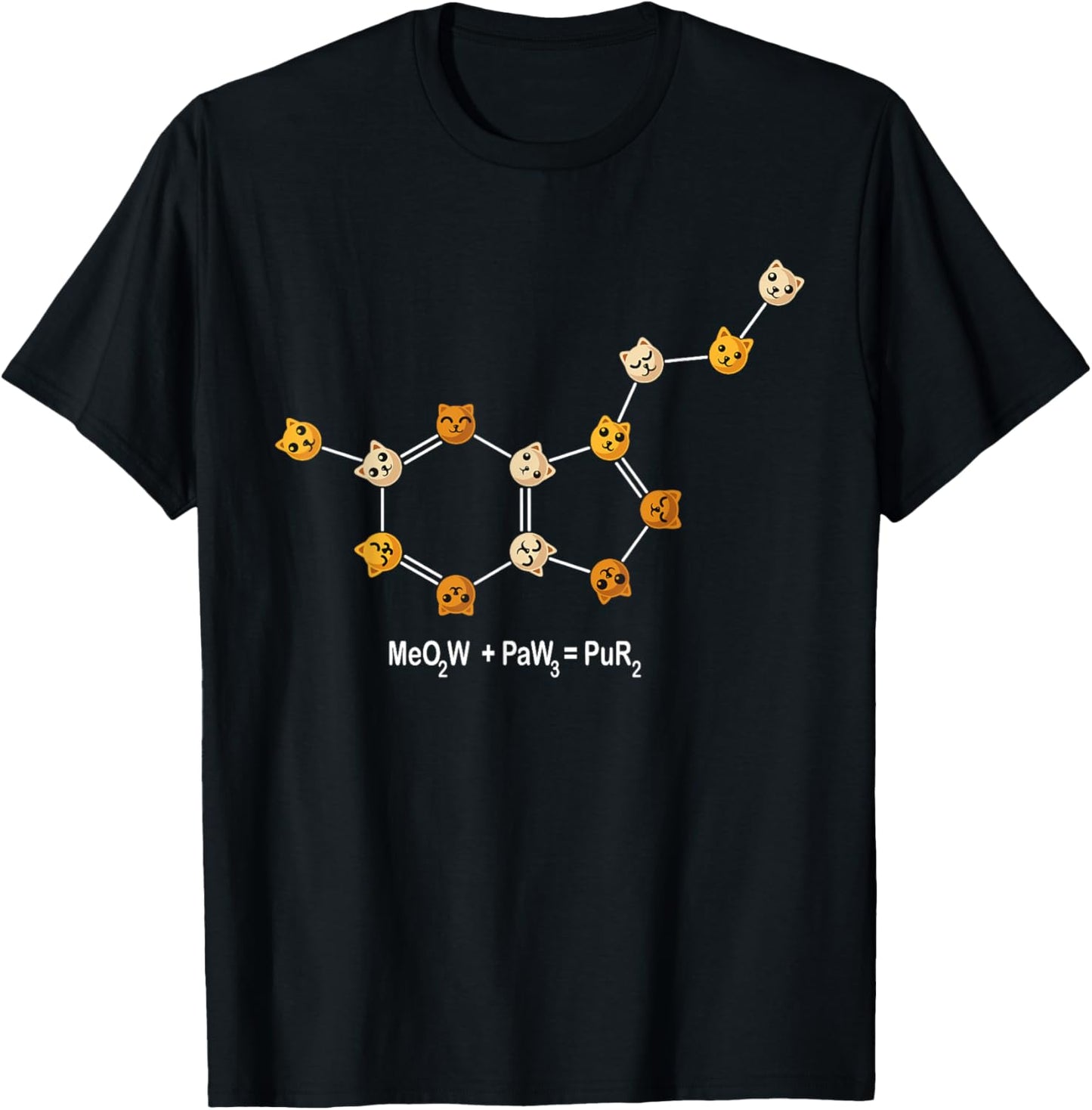 Funny Cat Chemistry Pun Molecule Science Cat Lover Women Kids T-Shirt - T-Shirt | Black