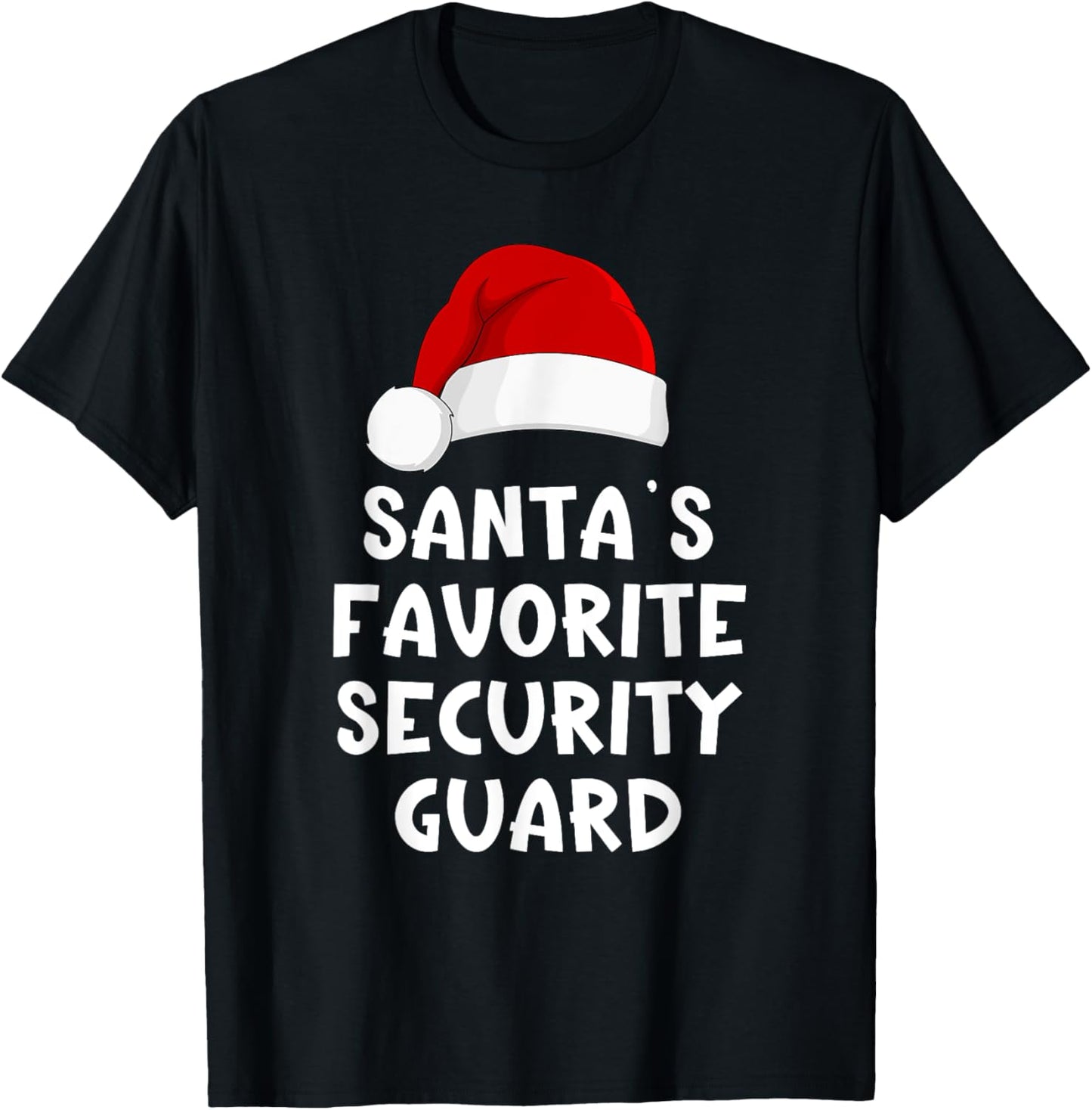 Christmas Santa's Favorite Security Guard Funny Xmas Pajama T-Shirt - T-Shirt | Black
