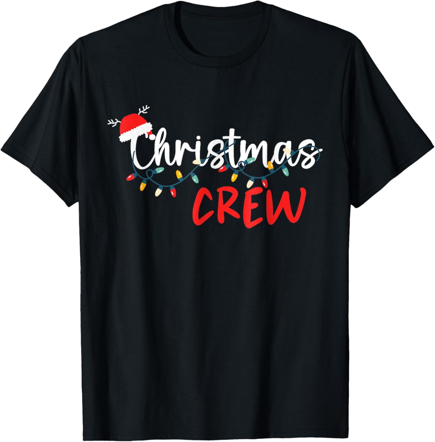 Christmas Crew Xmas Lights Family Matching Pajamas Holiday T-Shirt - T-Shirt | Black