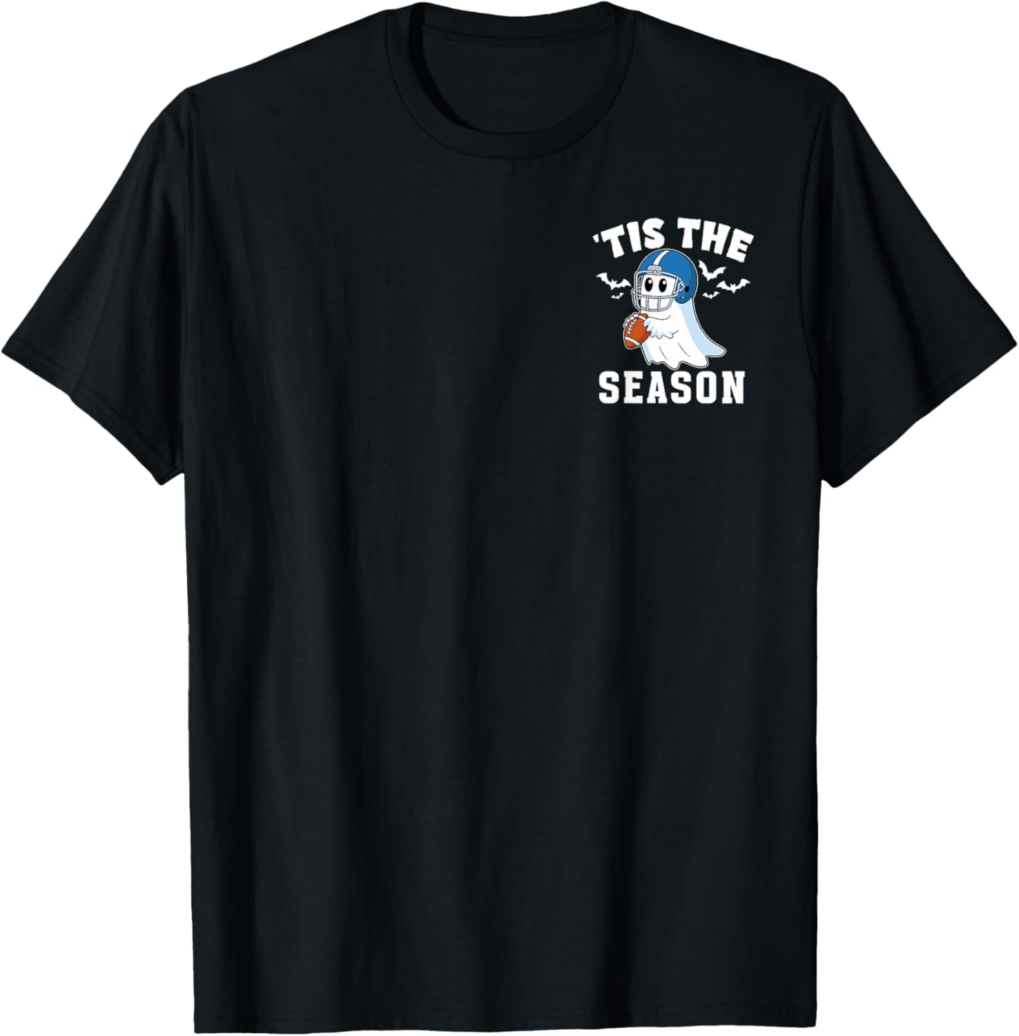 Ghost Playing Football 'Tis the Season Halloween Costume Kid T-Shirt - T-Shirt | Black