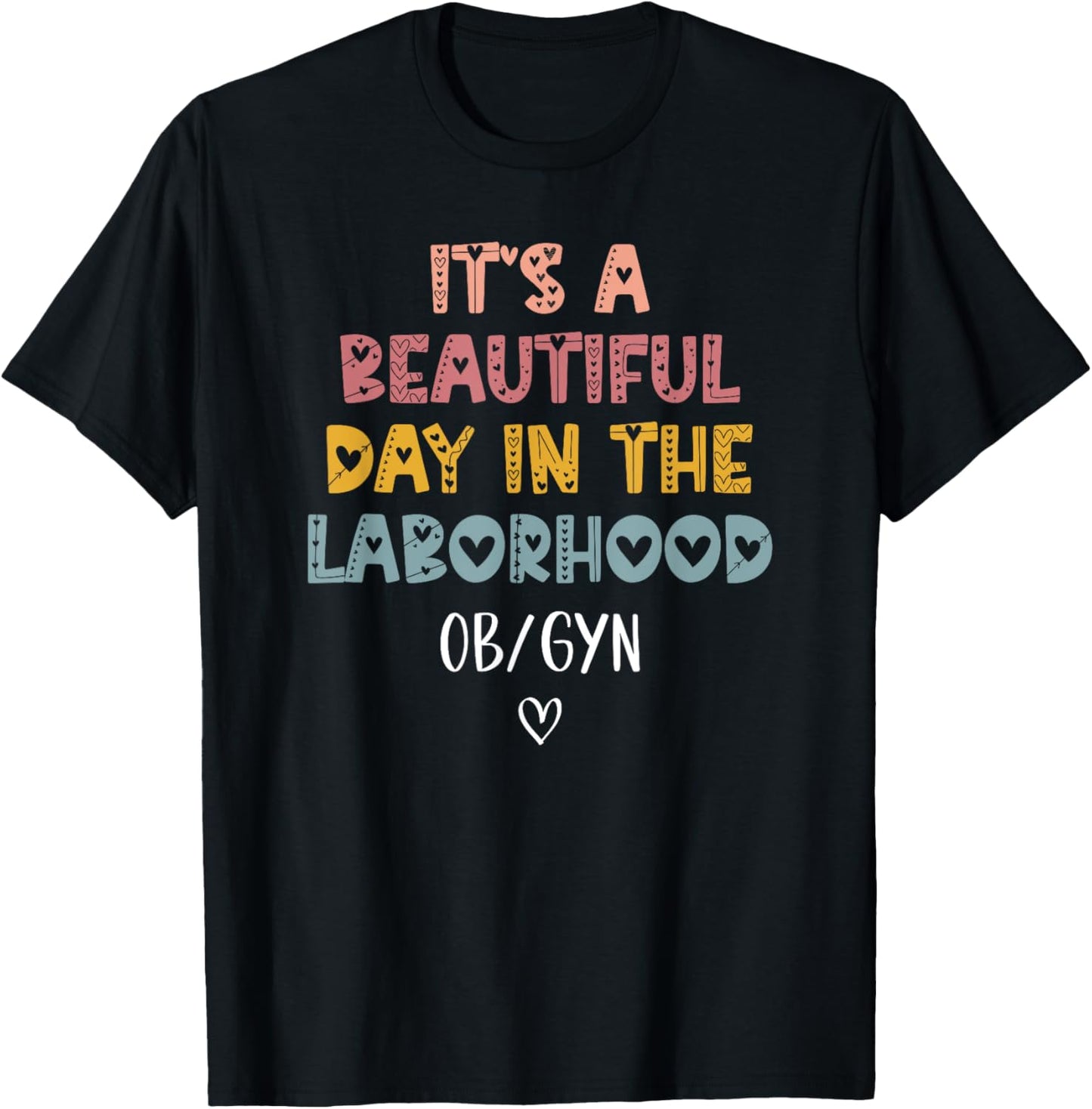 Cute Labor and Delivery OB/GYN Team -Adults Black Boho Modern , Small, Short Sleeve, Pull On, 1 Count, Boho Design, Lightweight T-Shirt - T-Shirt | Black