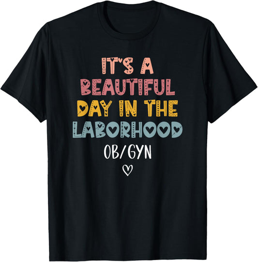 Cute Labor and Delivery OB/GYN Team -Adults Black Boho Modern , Small, Short Sleeve, Pull On, 1 Count, Boho Design, Lightweight T-Shirt - T-Shirt | Black