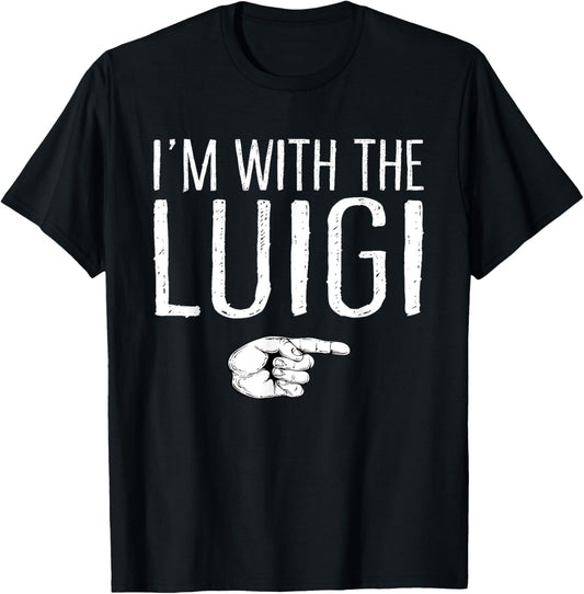 Lazy Easy Halloween Couple Matching Family Store I'm With The Luigi T-Shirt - T-Shirt | Black