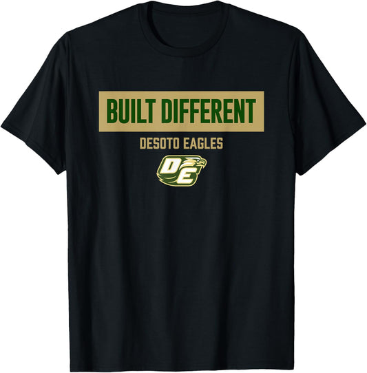 Desoto Eagles Logo Built Different HS T-Shirt - T-Shirt | Black