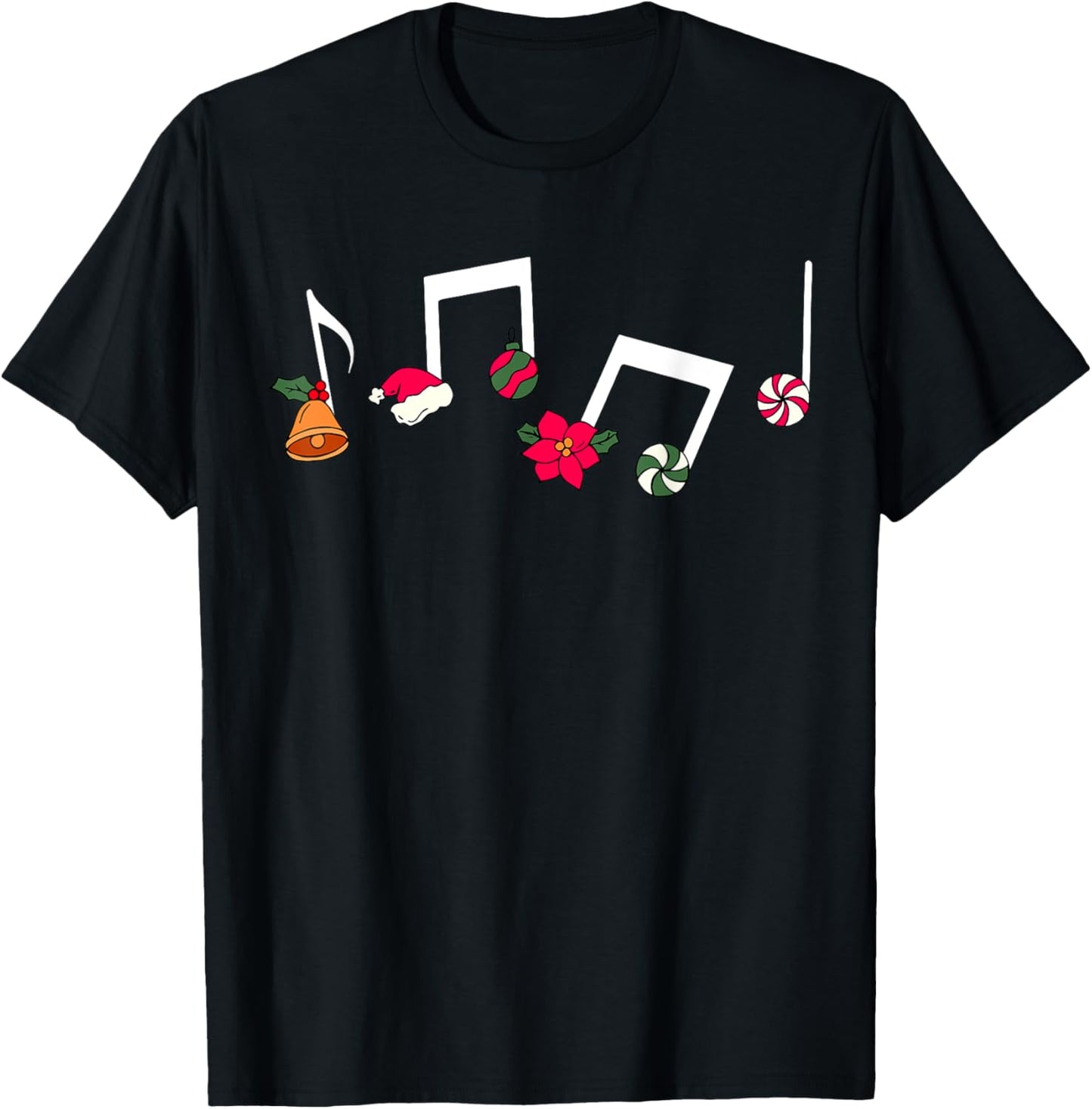 Music Notes Santa Hat Candy Music Teacher Christmas Outfit T-Shirt - T-Shirt | Black