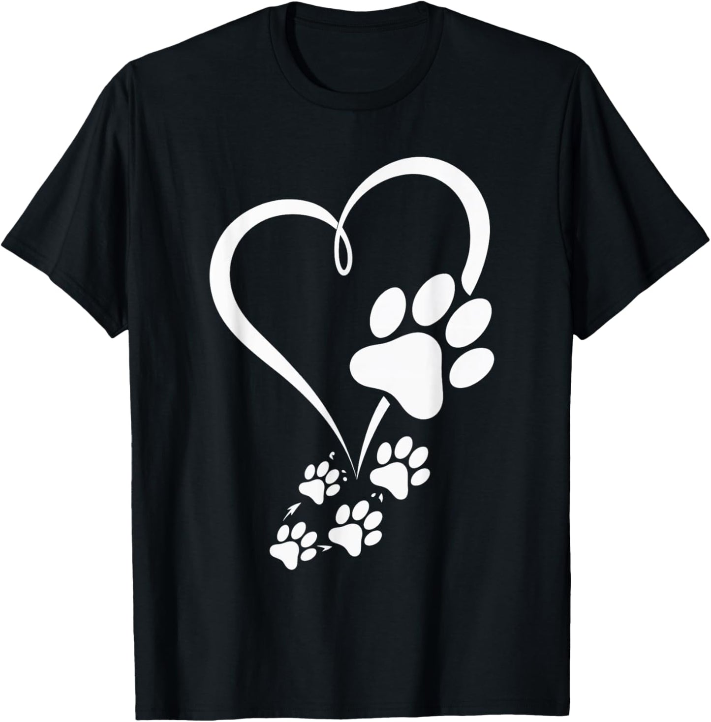 Dog Paw Heart Love Paws Pet Animal Paw Print Women T-Shirt - T-Shirt | Black