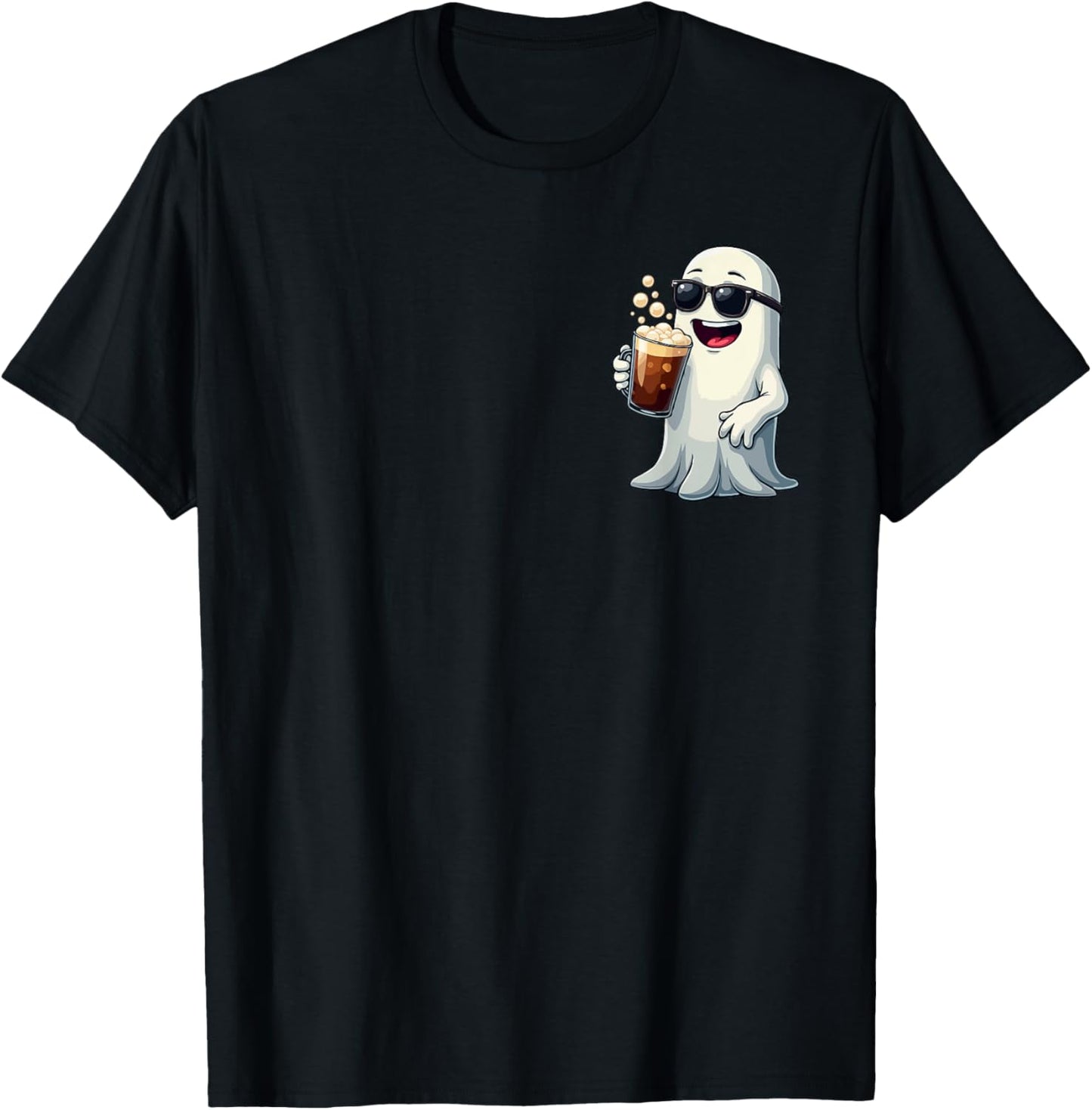 Ghost Drinking Coffee Funny Halloween Costume Coffee Lover T-Shirt - T-Shirt | Black