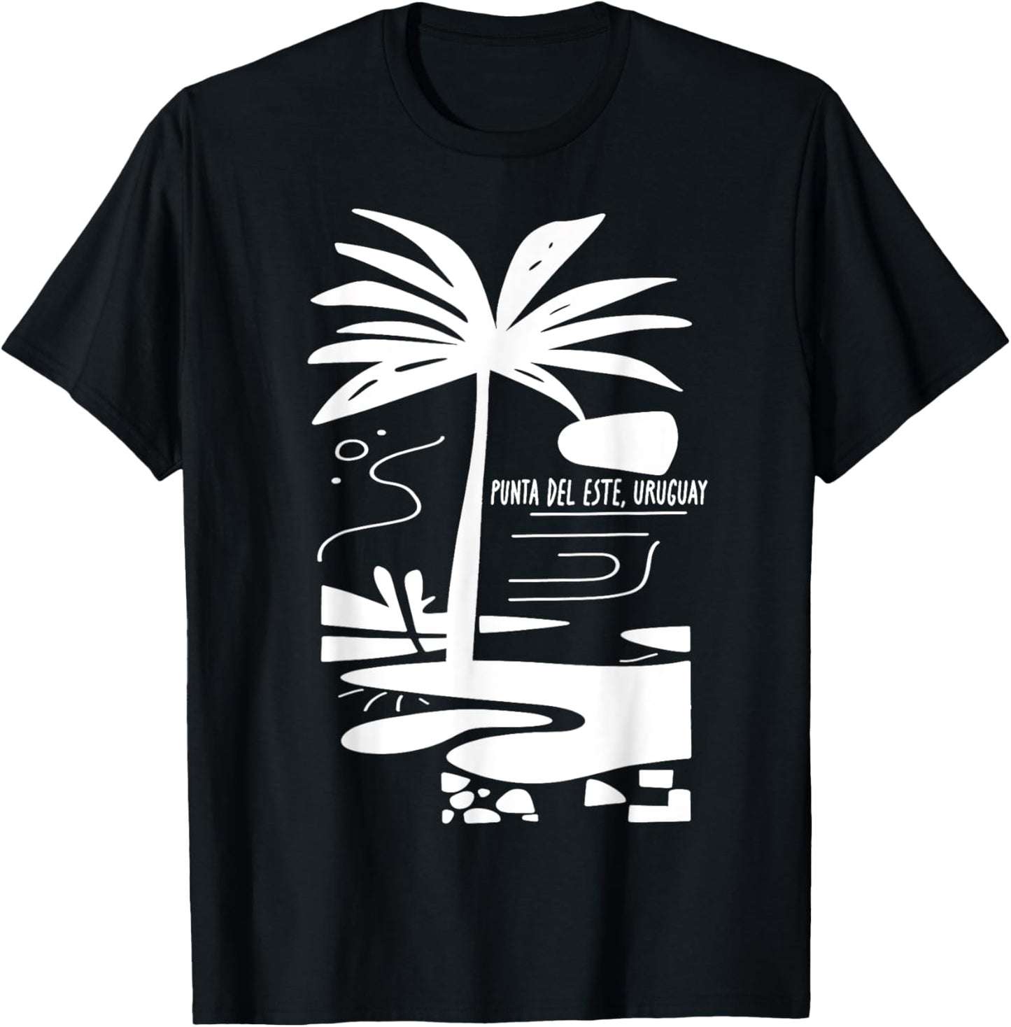Punta del Este Uruguay Minimalist Beach Scene T-Shirt - T-Shirt | Black