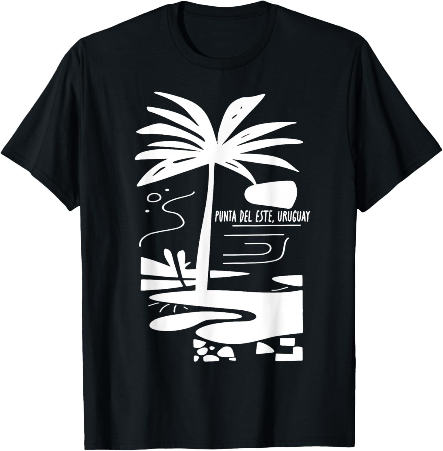Punta del Este Uruguay Minimalist Beach Scene T-Shirt - T-Shirt | Black