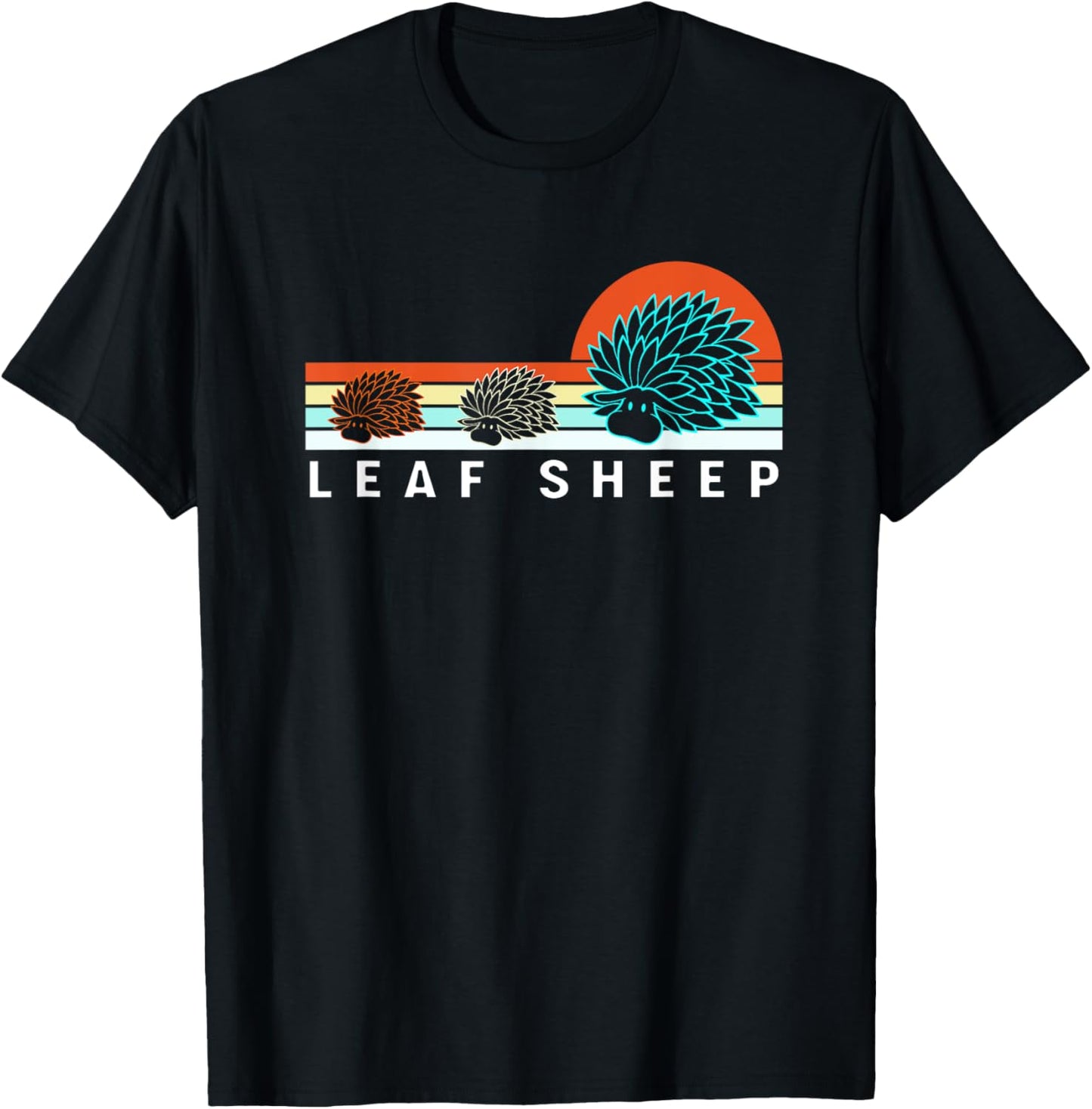 Retro Colorful Leaf Slug Sea Creature Leaf Sheep T-Shirt - T-Shirt | Black