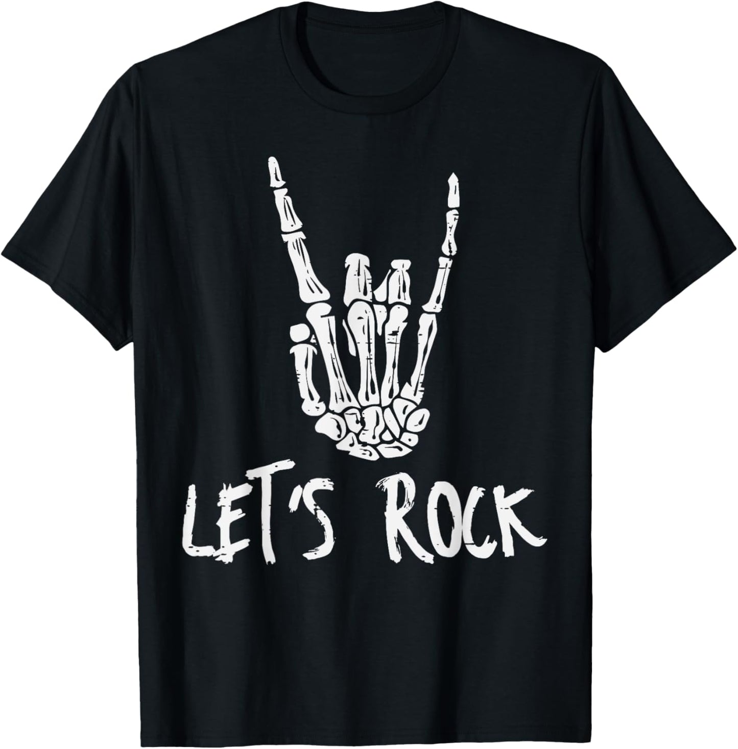 Skeleton Rocker Hand Punk Rock Music Men Boys Kids Youth T-Shirt - T-Shirt | Black