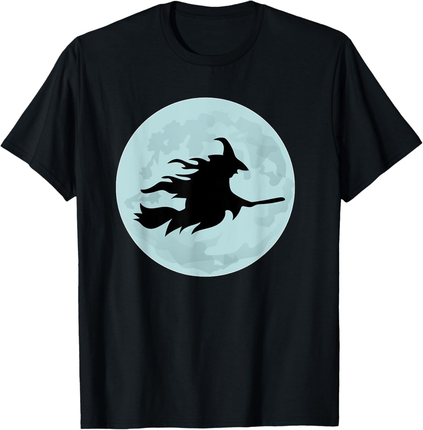 Flying Witch On Broomstick Full Moon Halloween Costume T-Shirt - T-Shirt | Black