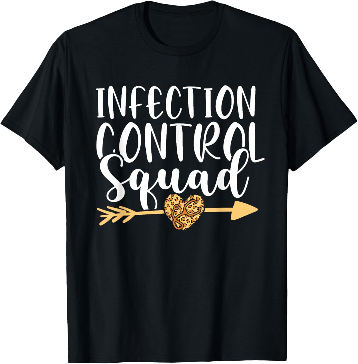 Infection Control Nurse Leopard Heart Nursing Squad RN T-Shirt - T-Shirt | Black