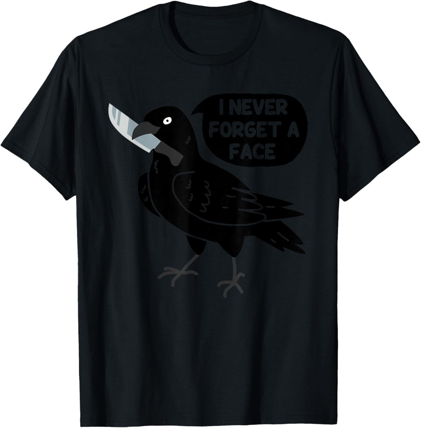 Spooky Crow With Knife T-Shirt - T-Shirt | Black