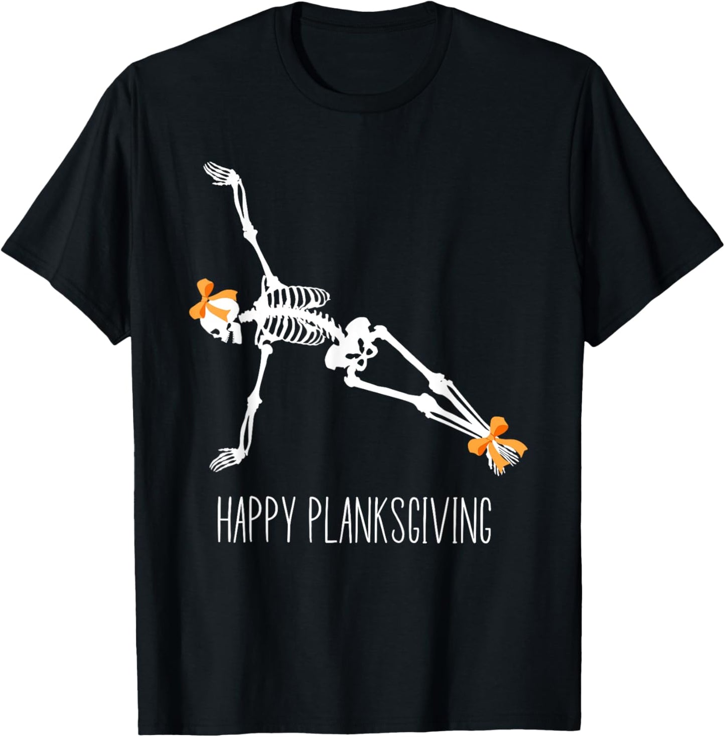 Happy Planksgiving Flowy Yoga Skeleton Thanksgiving Yoga T-Shirt - T-Shirt | Black