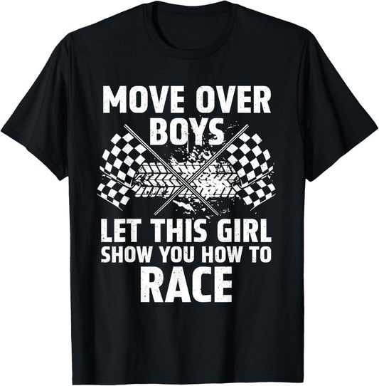 Funny Race Car Driver Art For Girls Women Kids Racing Lover T-Shirt - T-Shirt | Black