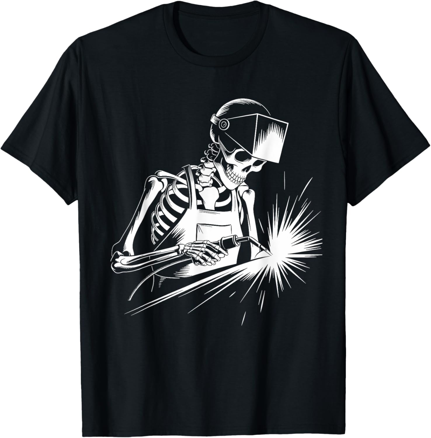 Funny Skeleton Welding Lovers Spooky Halloween Welder T-Shirt - T-Shirt | Black