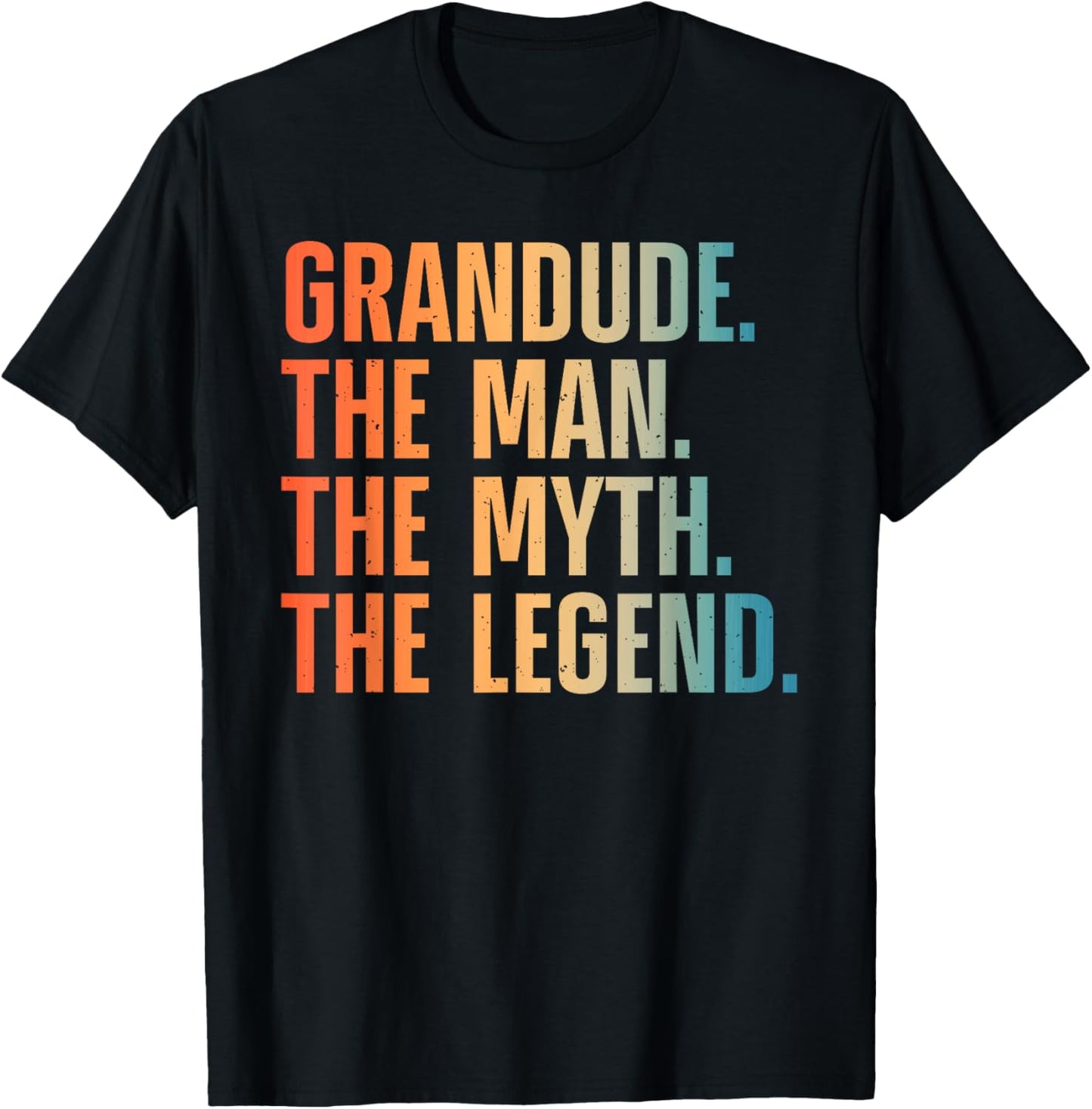 Grandude Art For Grandpa Grandfather From Grandkids Grandude T-Shirt - T-Shirt | Black