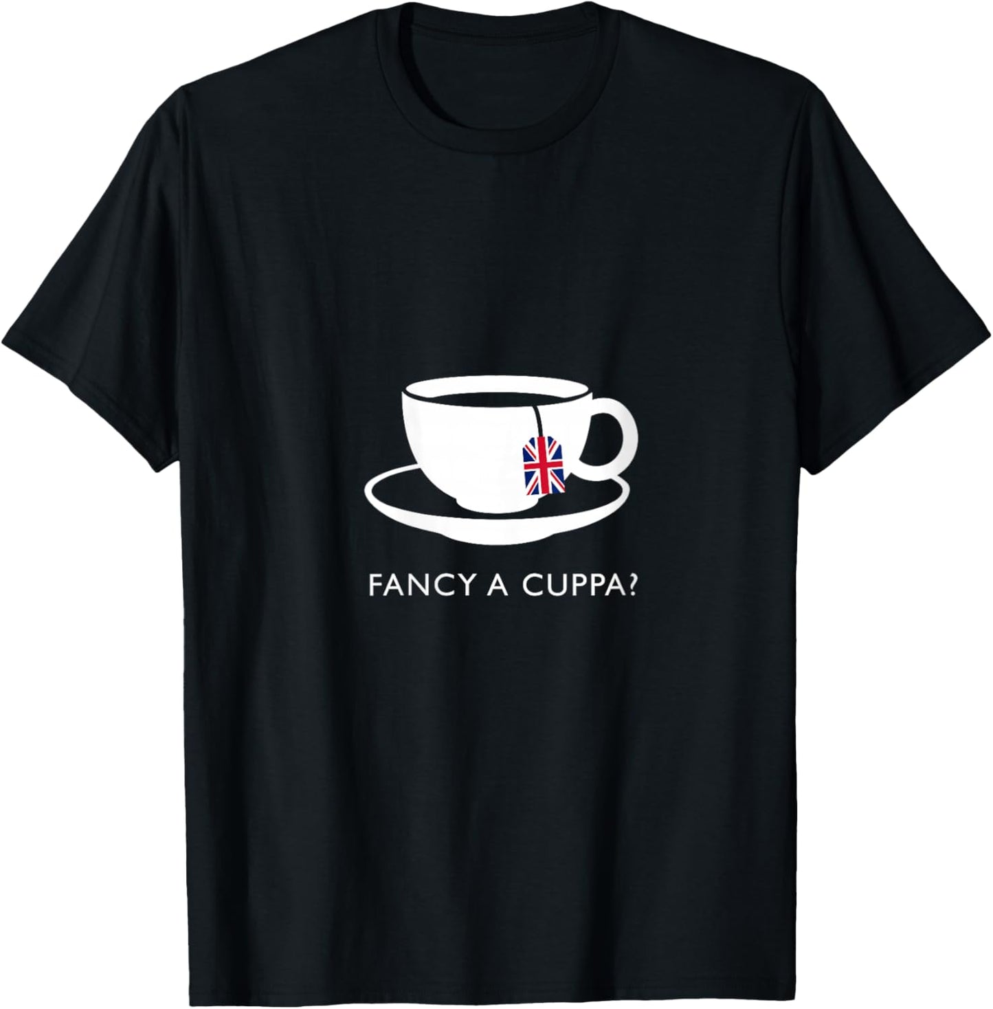 Fancy A Cuppa? English Tea Souvenir Quote V-Neck T-Shirt - T-Shirt | Black