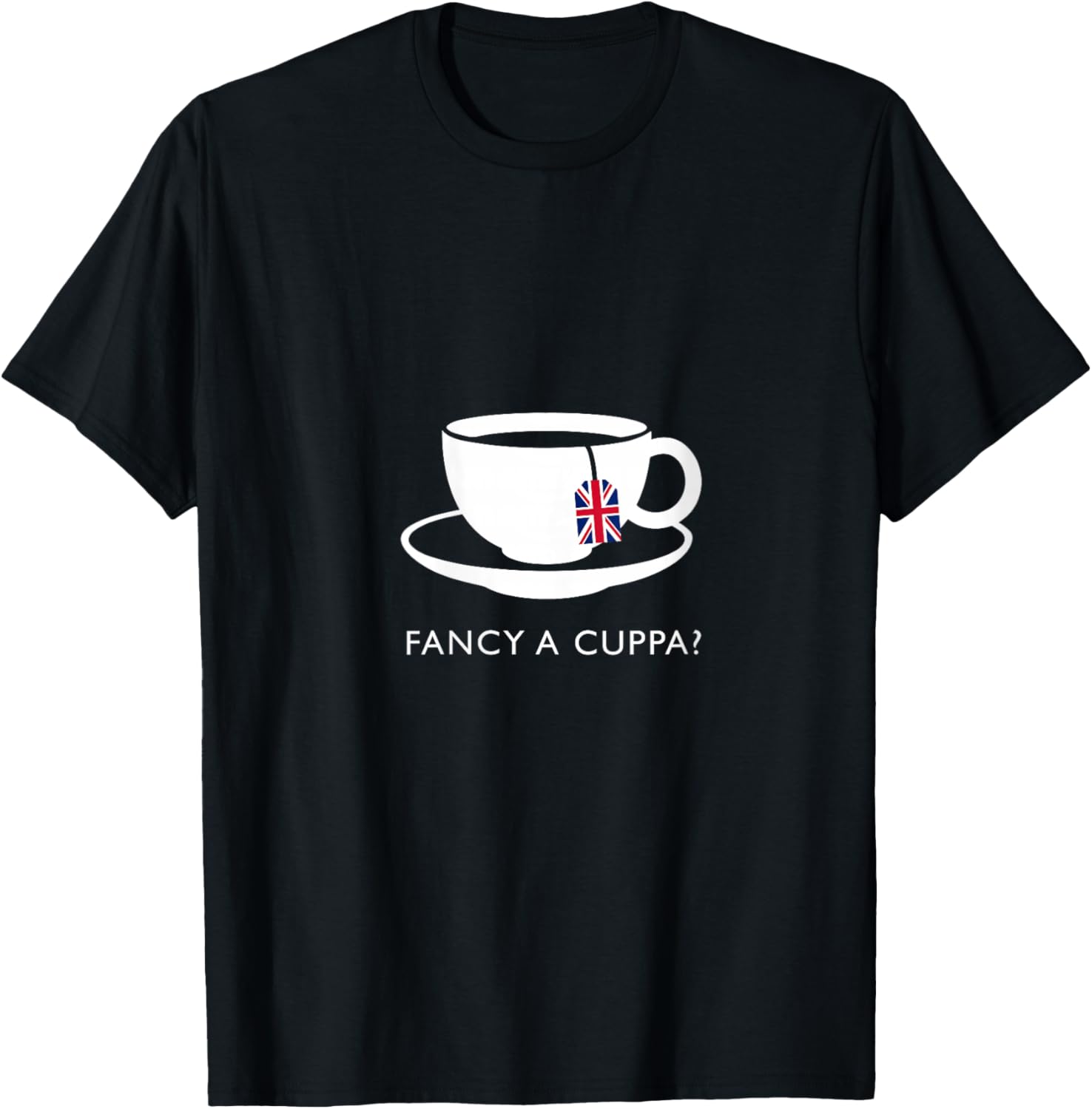 Fancy A Cuppa? English Tea Souvenir Quote V-Neck T-Shirt - T-Shirt | Black