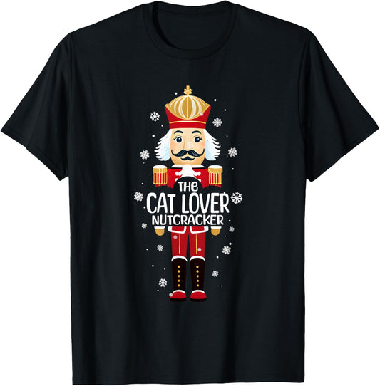 Cat Lover Nutcracker Funny Christmas Family Matching Pajama Women Kids T-Shirt - T-Shirt | Black