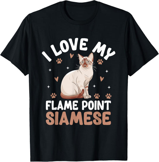 I Love My Flame Point Siamese Meezer T-Shirt - T-Shirt | Black