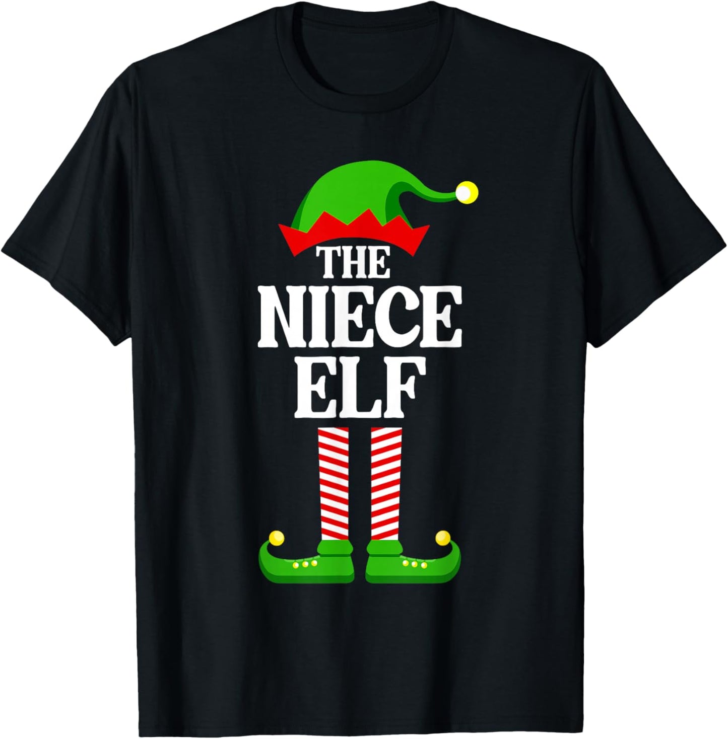 Niece Elf Family Matching Group Funny Christmas T-Shirt - T-Shirt | Black