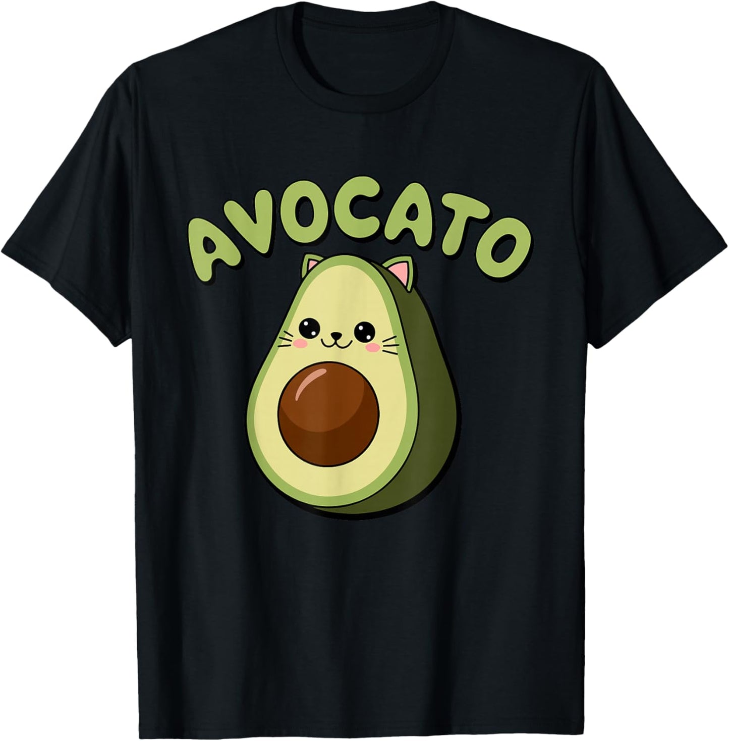 Avocato Funny Avocado Lover Cat Pun Print Men Women Kids T-Shirt - T-Shirt | Black