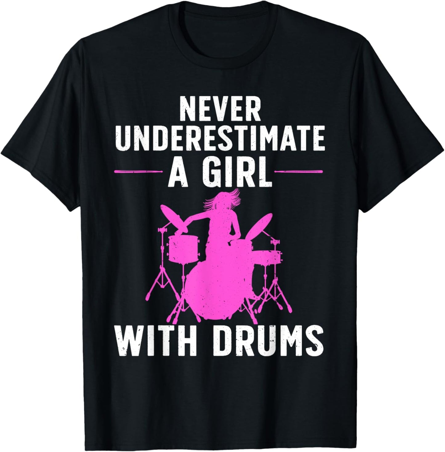 Funny Drummer Art For Girls Women Drumming Drum Set Drummer T-Shirt - T-Shirt | Black