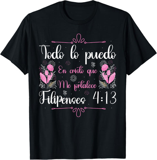 Christian Spanish Espanol Bilingual Christ Bible Verse T-Shirt - T-Shirt | Black