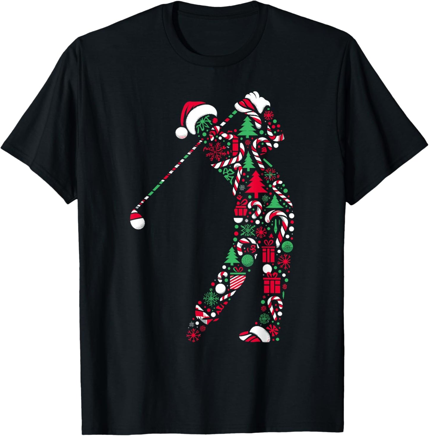 Christmas Tree Candy Golf Santa Christmas Kids T-Shirt - T-Shirt | Black