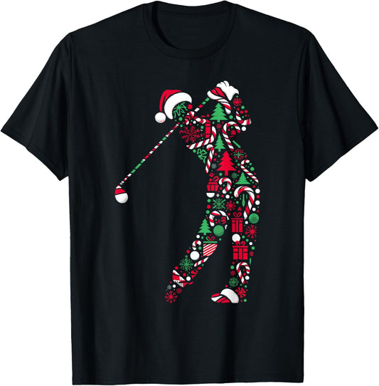 Christmas Tree Candy Golf Santa Christmas Kids T-Shirt - T-Shirt | Black