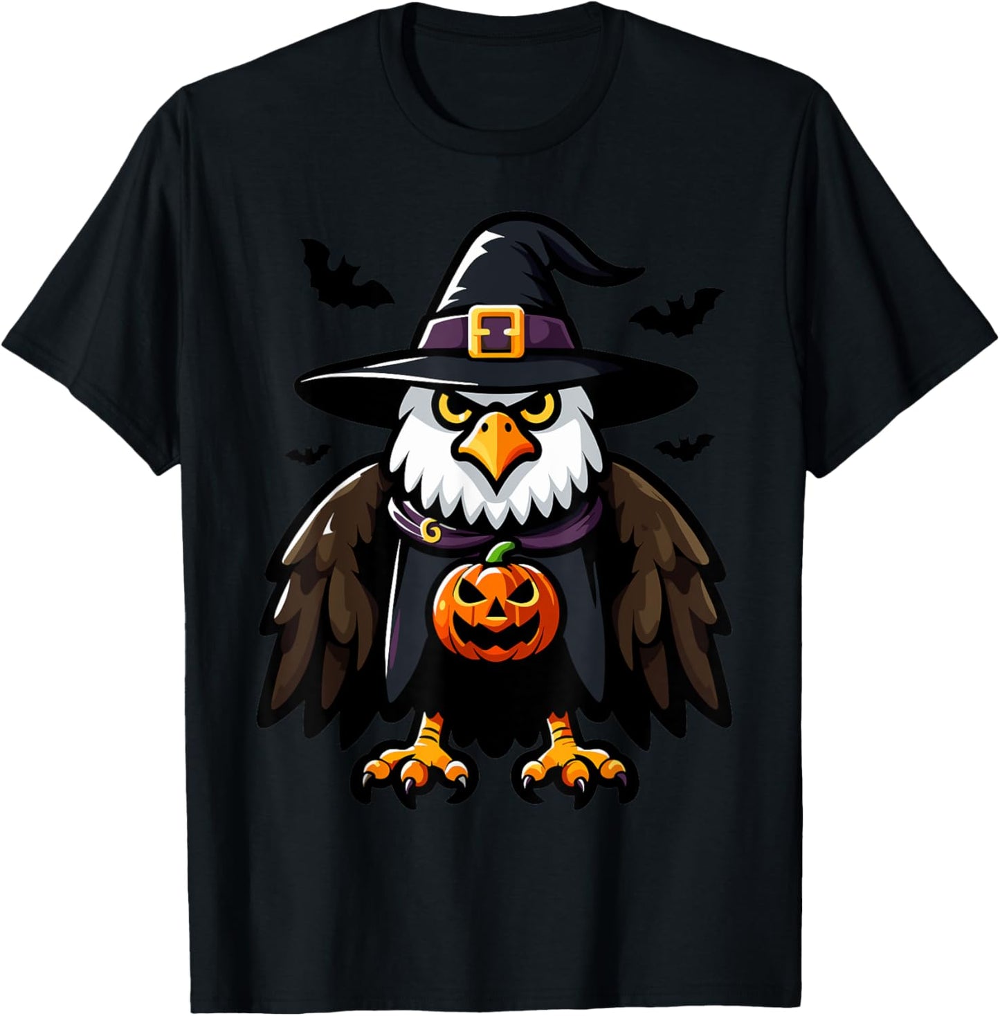 Scary Halloween Eagle Witch Hat Costume Spooky Season T-Shirt - T-Shirt | Black