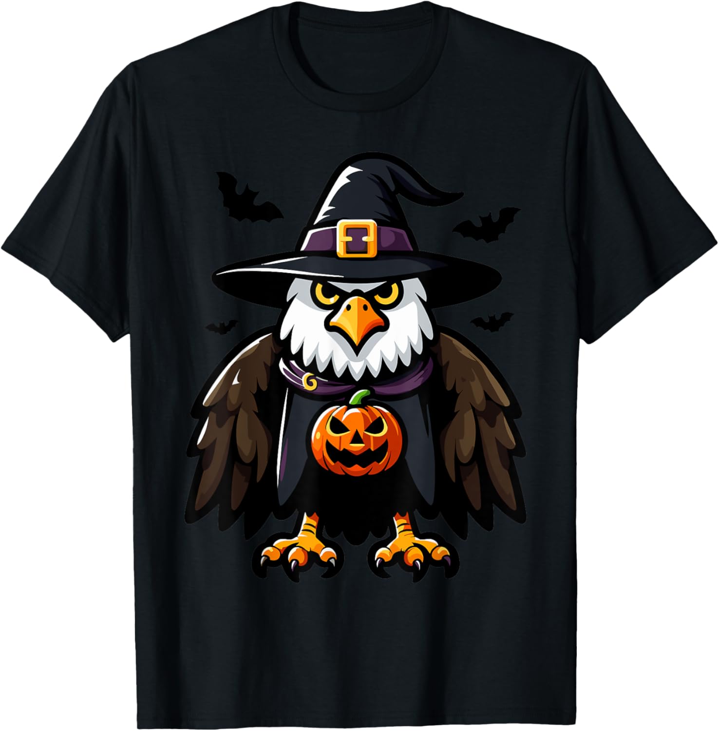 Scary Halloween Eagle Witch Hat Costume Spooky Season T-Shirt - T-Shirt | Black