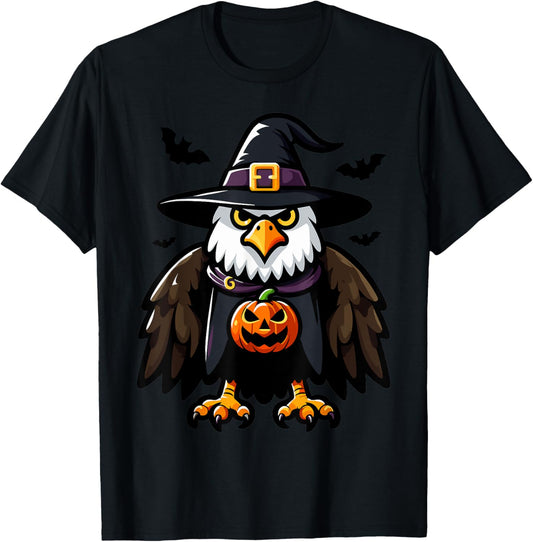 Scary Halloween Eagle Witch Hat Costume Spooky Season T-Shirt - T-Shirt | Black