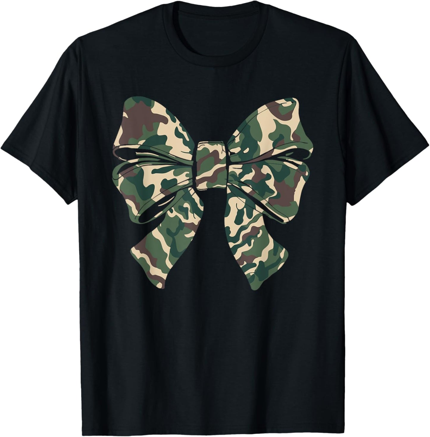 Camouflage Old Camo Bow Camo Coquette Bow Hunting Women Girl T-Shirt - T-Shirt | Black