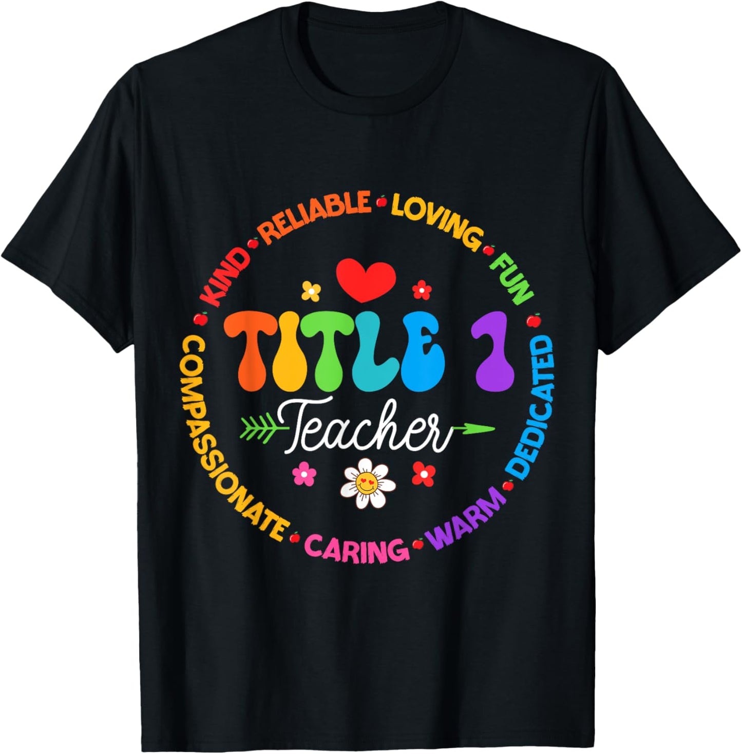Groovy Title 1 teacher squad cute title 1 Reading T-Shirt - T-Shirt | Black