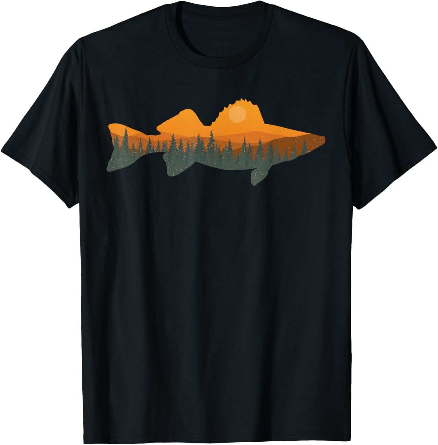 Walleye Fishing Forest Nature Wildlife Fisherman T-Shirt - T-Shirt | Black
