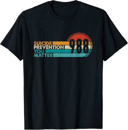 988 Shirt Suicide Prevention Lifeline 988 Awareness 988 T-Shirt - T-Shirt | Black