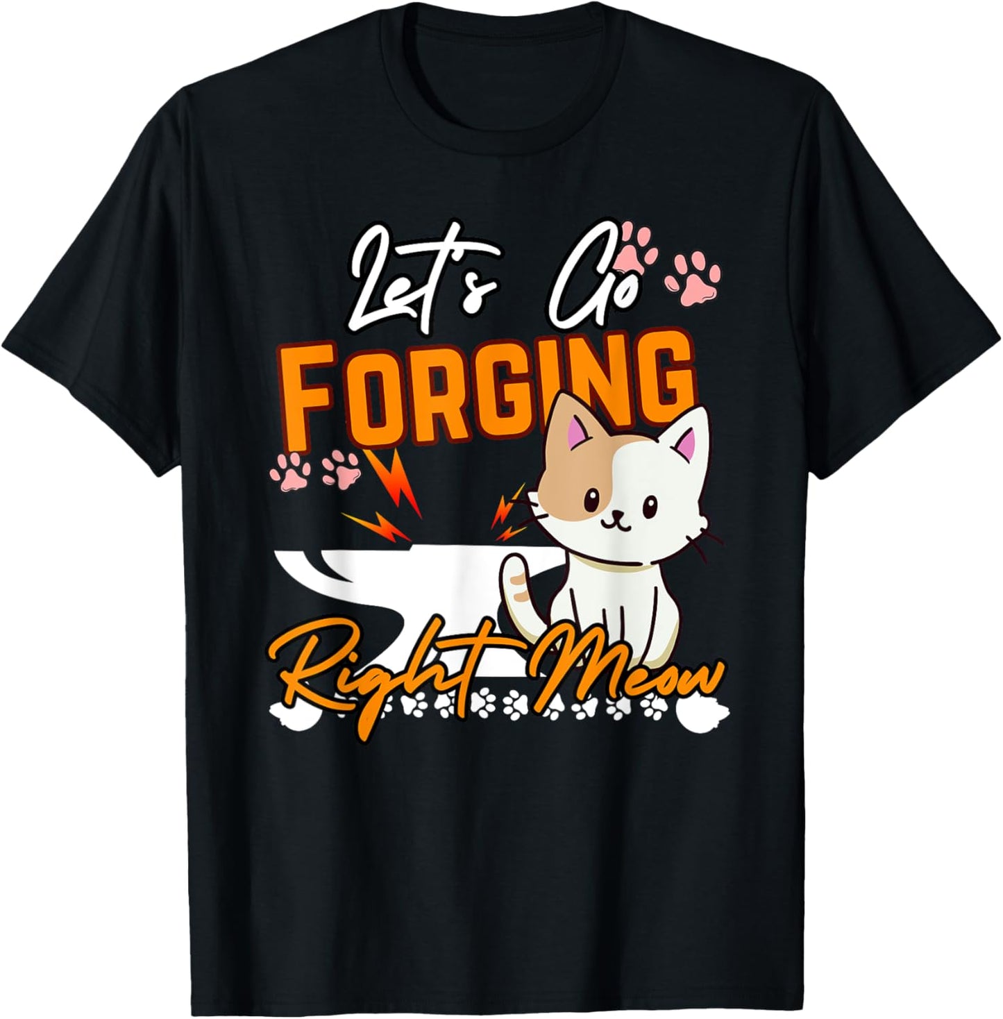 Blacksmithing Cats Right Meow Cat Forge & Forging Blacksmith Women Kids T-Shirt - T-Shirt | Black