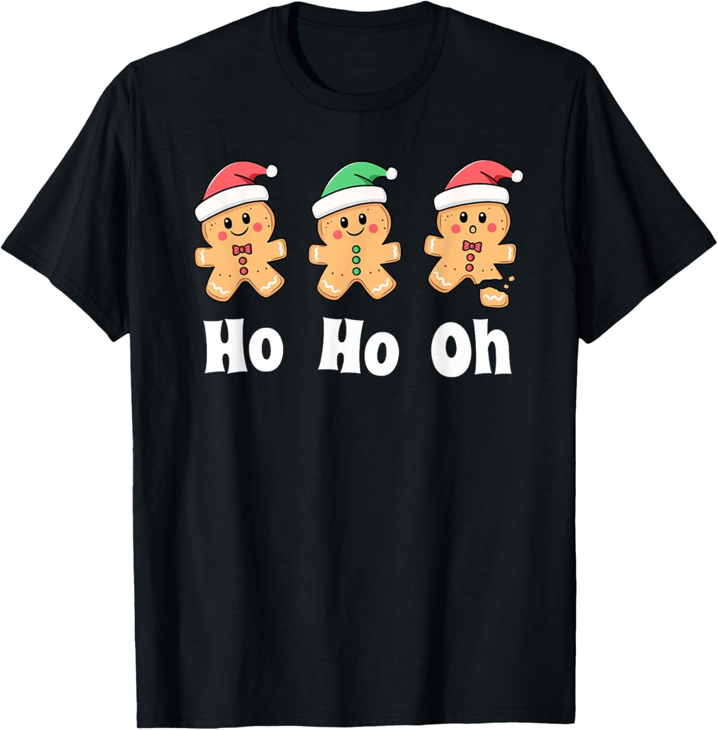 Ho Ho Oh Baking Cookies Funny Kids Christmas Gingerbread T-Shirt - T-Shirt | Black