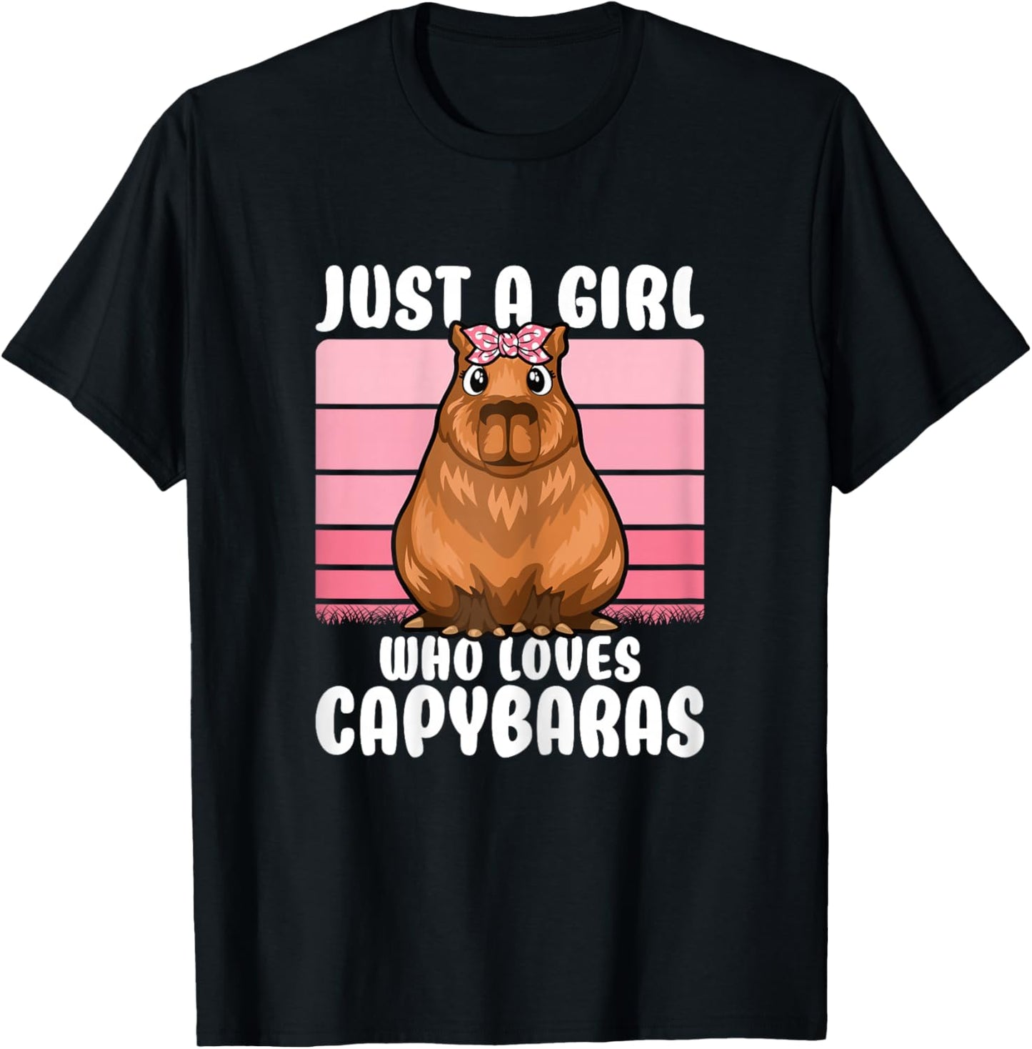 Just A Girl Who Loves Capybaras Cute Girls Kids T-Shirt - T-Shirt | Black
