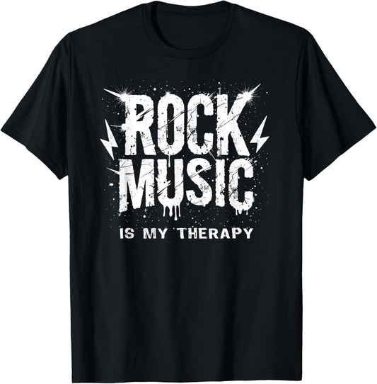 Rock Music Is My Therapy T-Shirt - T-Shirt | Black