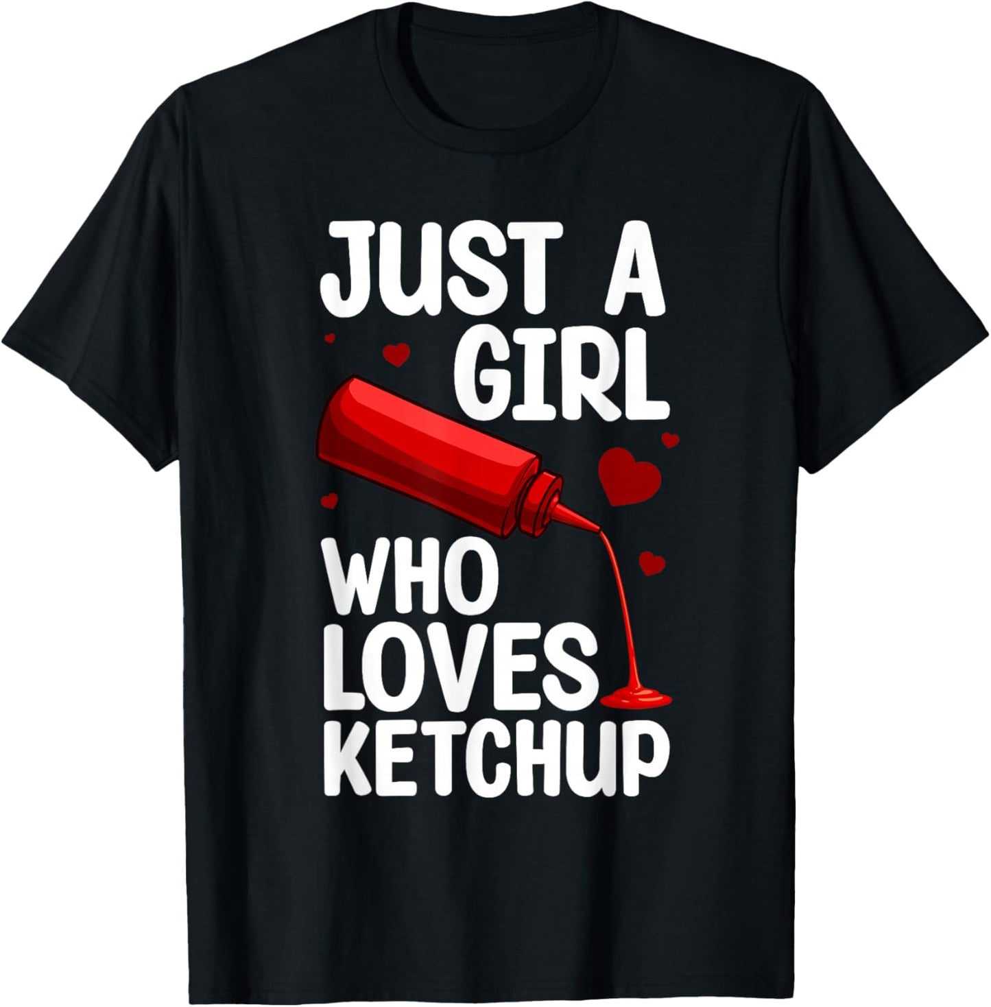 Cute Ketchup Design Girls Condiment Ketchup Lovers T-Shirt - T-Shirt | Black