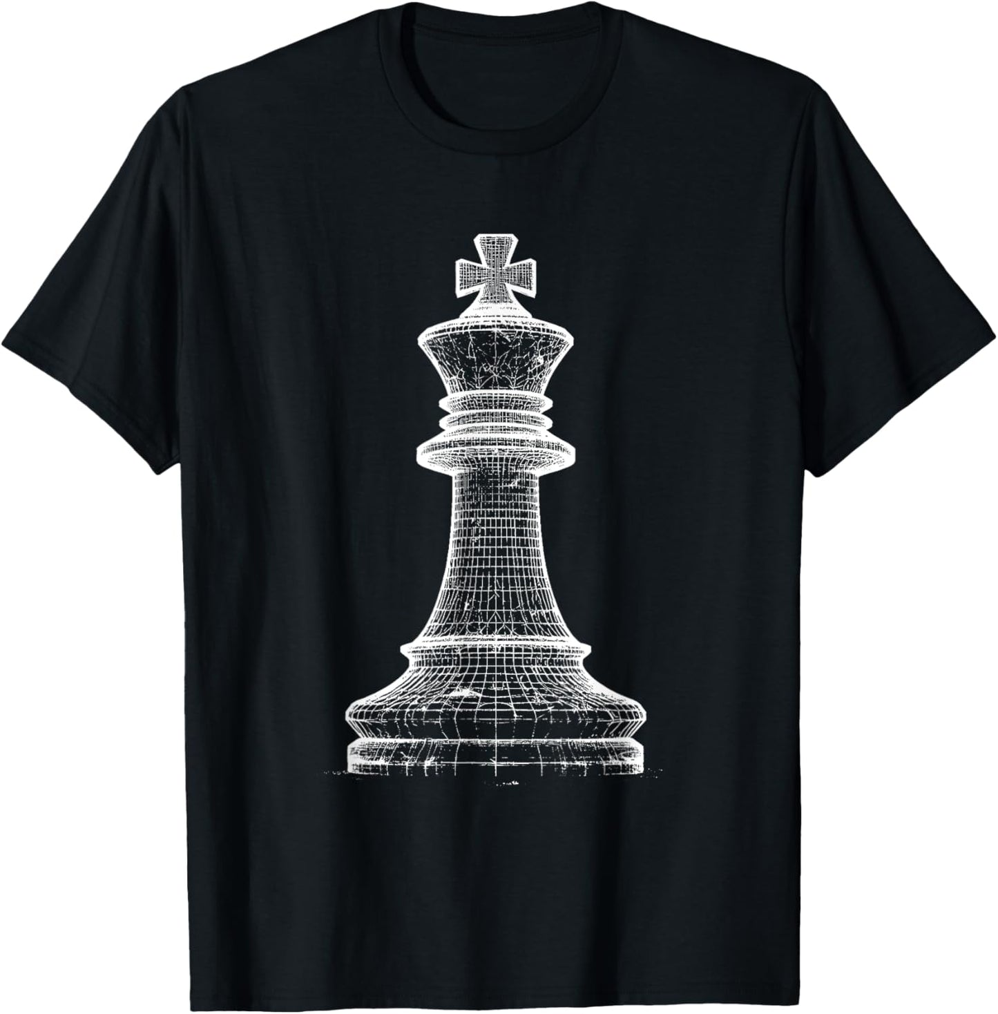 King Chess Figure 3D Wireframe - Vintage Chess Game Lover T-Shirt - T-Shirt | Black