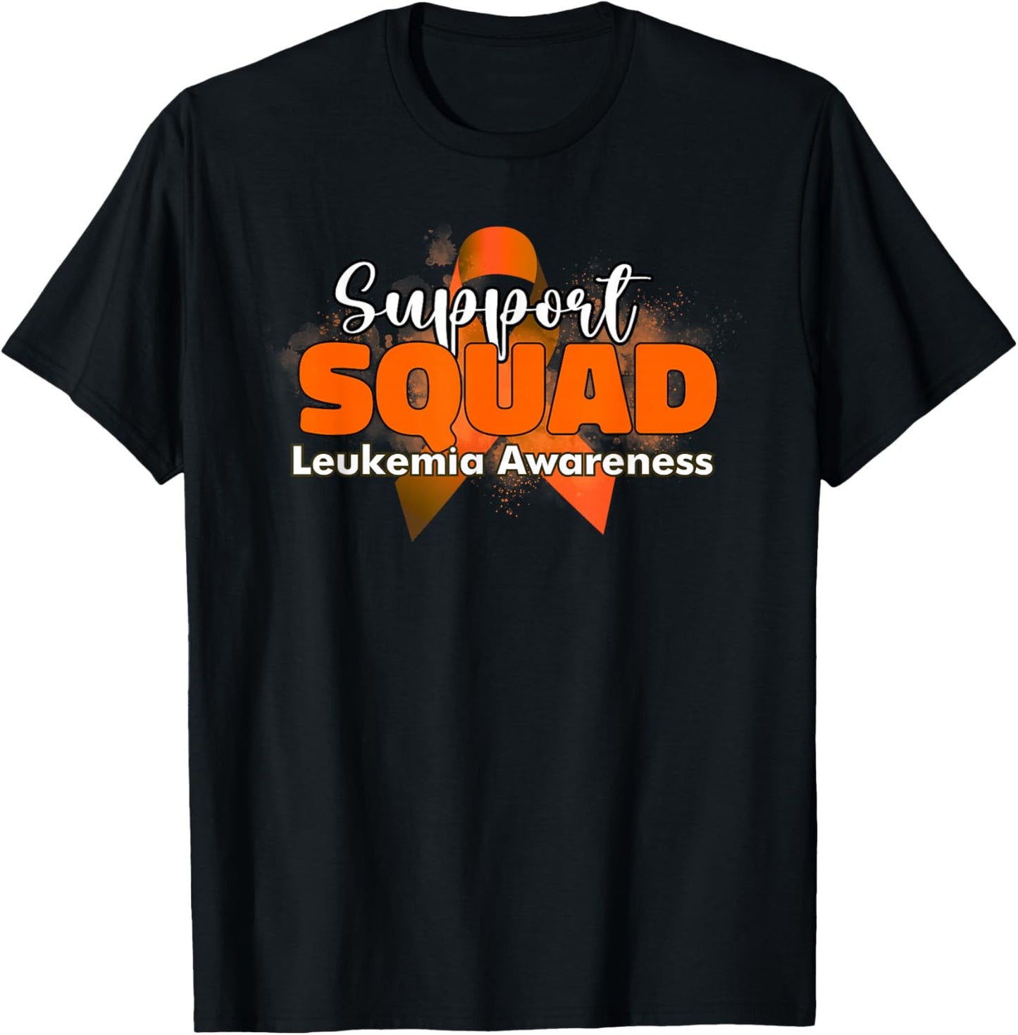 Support Squads Orange Ribbon Leukemia Cancer Awareness T-Shirt - T-Shirt | Black
