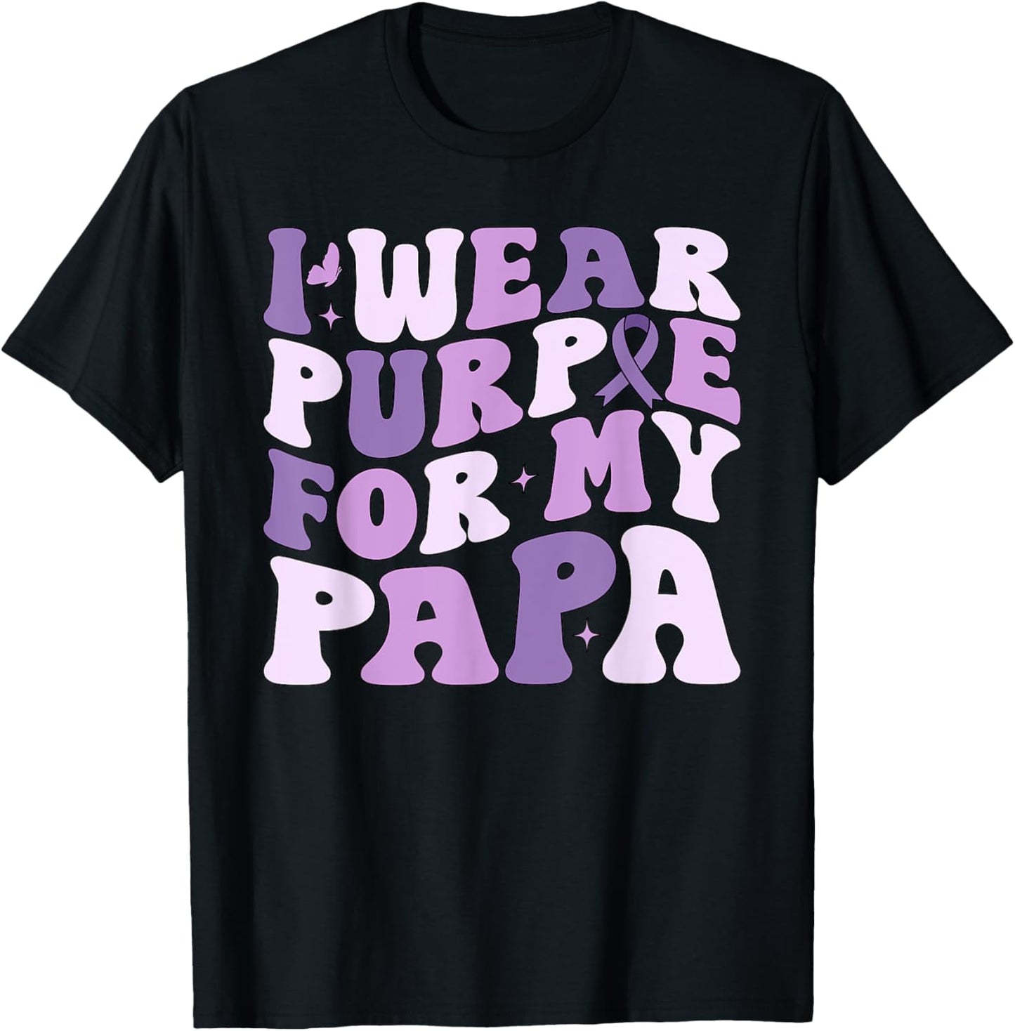 I Wear Purple For My Papa Pancreatic Cancer Awareness Kids T-Shirt - T-Shirt | Black