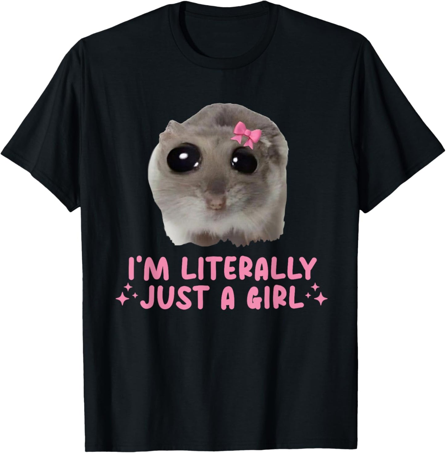 Vintage Art I'm Literally Just A Girl Cat Meme Funny Animal T-Shirt - T-Shirt | Black
