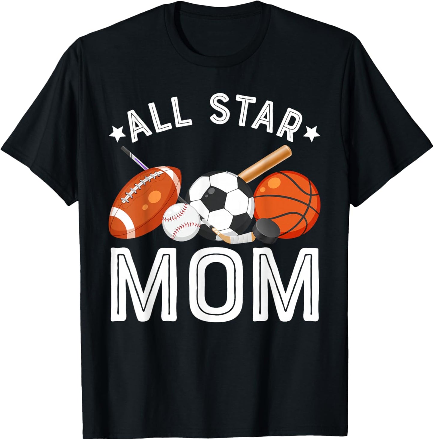 All Star Mom Of The Birthday Boy Basketball Soccer Sport T-Shirt - T-Shirt | Black