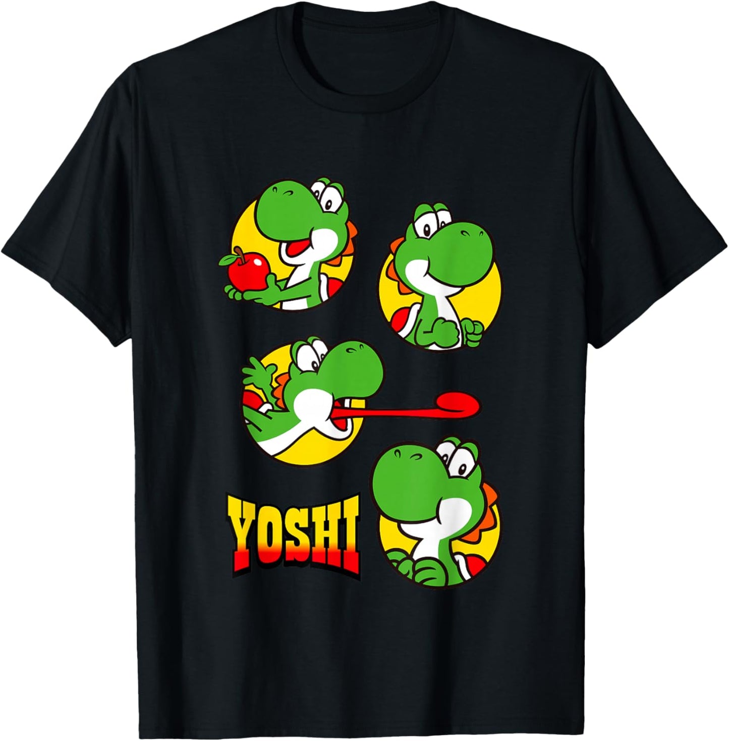 Super Mario Bros Yoshi Big Snack Bubble Portraits T-Shirt - T-Shirt | Black